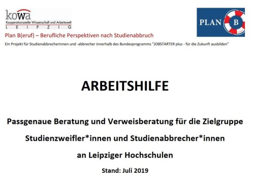 Vorschaubild zur Arbeitshilfe Verweisberatung - Material asu dem Projekt Plan B