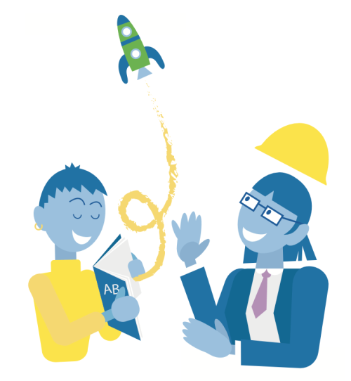 Grafik aus dem Projekt LK-LAB mit zwei gezeichneten Personen